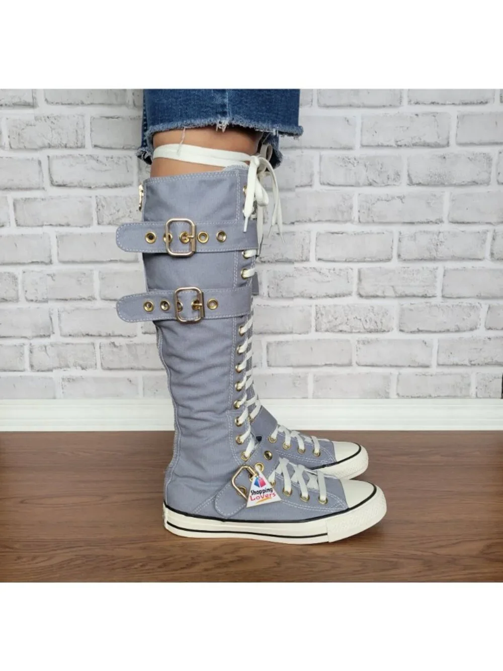 ⭐Converse Chuck Taylor XXHi Buckles Sz 5 Mens Knee-high Boots Shoes Gray A11892C